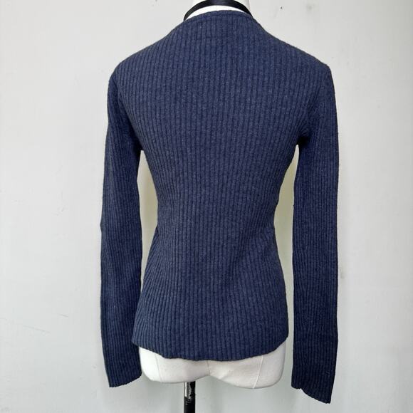 TABITHA Anthropologie Blue Nordic Sweater Ribbed Wool Cashmere Fairy Softgirl M - Picture 4 of 5